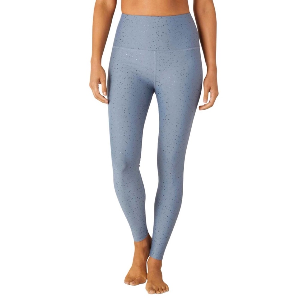 Beyond Yoga Large Alloy Sparkle High Waisted 7/8 Leggings Blue EUC Womens